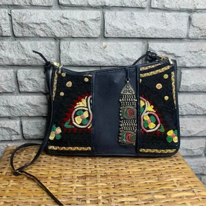 Vintage Embroidered Leather Bag Purse